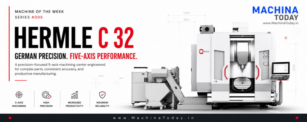 HERMLE C 32 5-axis machining center featured in Machina Today's Machine of the Week Series #005