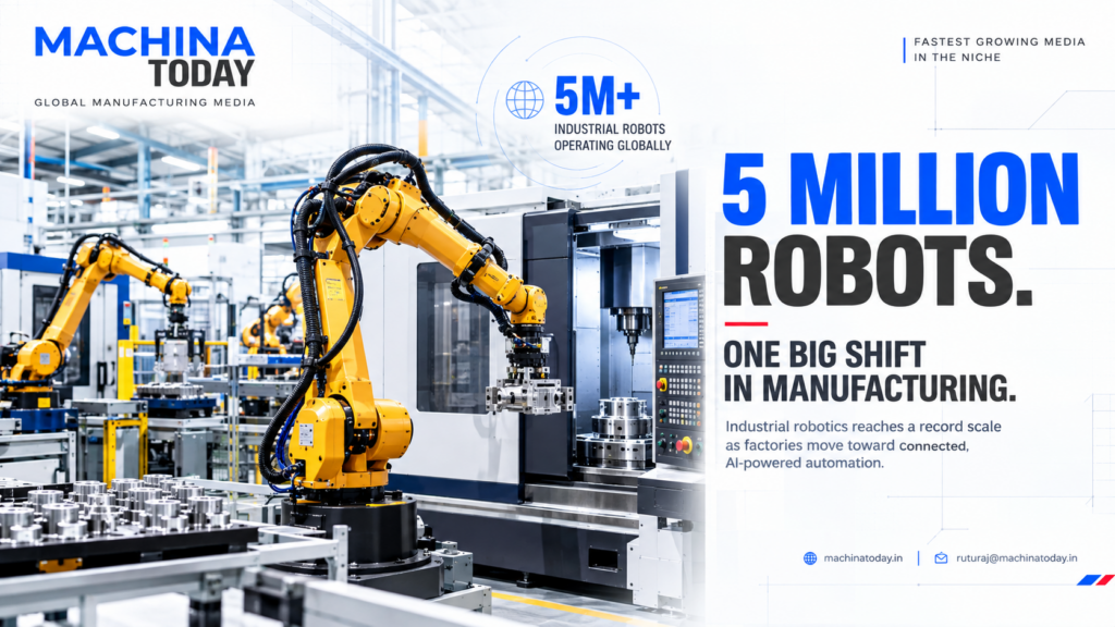 5 million industrial robots operating in factories worldwide alongside CNC machines and automated manufacturing systems